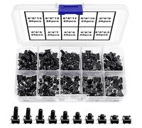 VooGenzek 200 Pièces Interrupteurs à Bouton Poussoir Tactiles, Kit de Assortiment de Interrupteurs 10 Valeurs, 6 * 6mm Bouton Poussoir Momentanés, Noir