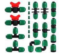 VooGenzek 22 Pièces Raccords D'Irrigation pour Tube 13/16mm à 4/7mm, Connecteur de Tuyau D'Eau D'Irrigation, Connecteur de Tuyau D'irrigation de Jardin, Connecteurs Barbelés Systèmes d'Arrosage, Vert