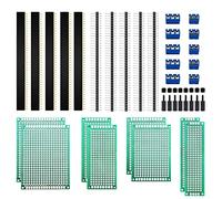 VooGenzek 36 Pièces Circuit Imprimé Double Face Kit, 8 Pièces Double Face PCB Prototype Boards, 10 Pièces Fiches Mâle/Femelle, 10 Pièces 2/3 Broches Bornier à Visser, 8 Pièces Colonne en Nylon