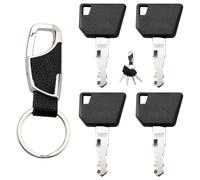 VooGenzek 4 Pièces 14607 Clés D'allumage de Remplacement e Rechange de Contact, avec Porte Clés, Compatible avec JCB Bomag Dynapac Terex Vibromax New Holland NH Volvo