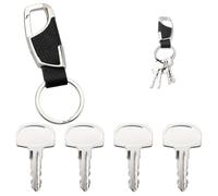 VooGenzek 4 Pièces 601 Clés D'allumage de Remplacement e Rechange de Contact, avec Porte Clés, Compatible avec JCB/Terex les Mini-Pelles Sany les mini-pelles, les faucheuses Ferris