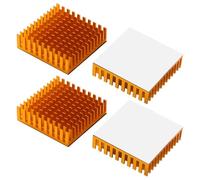 VooGenzek 4 Pièces Ailettes Refroidissement Aluminium, Module Radiateur Ailettes, Refroidisseurs Transistor, avec Ruban Thermique, pour Refroidissement des Composant Électronique, 40*40*11 mm, Doré