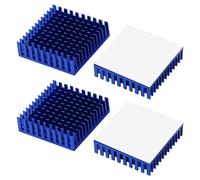 VooGenzek 4 Pièces Ailettes Refroidissement Aluminium, Module Radiateur Ailettes, Refroidisseurs Transistor, avec Ruban Thermique, pour Refroidissement des Composant Électronique, 40*40*11 mm, Bleu
