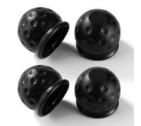 VooGenzek 4 Pièces Cache Boule Attelage, 50mm Barre de Remorquage Boule Attelage Caoutchouc, Capuchon de Protection de Boule d'attache Remorque, pour Remorque, Camions, Voiture, Noir
