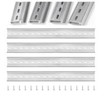 VooGenzek 4 Pièces Rail DIN en Aluminium, Rail DIN Montage en Forme de U, avec 16 Pièces Vis, pour Série de Bornes Sur Rail DIN et Contacteur, 35*300 mm