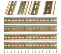 VooGenzek 4 Pièces Rail DIN, Rail DIN Montage en Forme de U, avec 16 Pièces Vis, pour Série de Bornes Sur Rail DIN et Contacteur, 35*300 mm, Acier Allié
