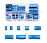 VooGenzek 40 PCS 1 2 3 4 6 8 10 12 Pin Double rangée Commutateur DIP, 2.54mm On Off Slide Type Switch, pour Circuit Breadboards PCB (Bleu)