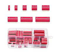 VooGenzek 40 PCS 1 2 3 4 6 8 10 12 Pin Double rangée Commutateur DIP, 2.54mm On Off Slide Type Switch, pour Circuit Breadboards PCB (Rouge)