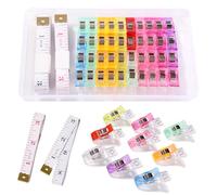 VooGenzek 40 Pièces 3.6x1x1.5 cm Pince Couture Clips, Couture en Plastique Clips, Pinces à Tissu, Clips à Coudre, avec 2 Pièces 150cm Mètre Ruban, pour Reliure, Quilting, Artisanat, Couture