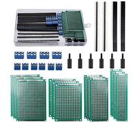 VooGenzek 46 Pièces Circuit Imprimé Double Face Kit, 12 Pièces Double Face PCB Prototype Boards, 12 Pièces Fiches Mâle/Femelle, 10 Pièces 2/3 Broches Bornier à Visser, 12 Pièces Colonne en Nylon