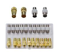 VooGenzek 5 Ensembles Connecteurs D'antenne, 5 × Femelle et 5 × Mâle Adaptateur de Connecteurs de Câble Coaxial D'antenne TV, Câble RF TV Prise de Connecteur D'antenne, Coupleur Coaxial, Or