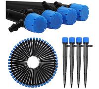 VooGenzek 50 Pièces Goutteur Irrigation Réglable, 360 Degrés 8-Trou Micro Asperseur Goutte à Goutte avec Connecteur Barbelé & Piquet de Support pour Tube 4/7mm, Goutteur d'irrigation Insertion, Bleu