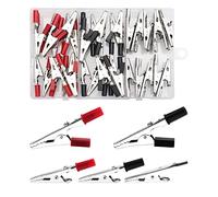 VooGenzek 55 de 5 Styles Pince Crocodile, Pinces Crocodiles en Métal Plaqué, pour Tests Électriques de Laboratoire, avec une Poignée en Matière Plastique (Noir/Rouge)