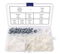 VooGenzek 90 Pièces 8 Tailles R/U-Type Attache de Câble Pince de Fil Kit, Nylon Plastique Câbles Clips avec 90 Pièces des Vis, pour la Gestion des Fils (Blanc)