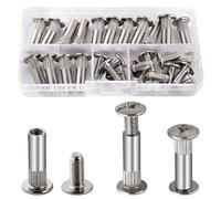 VooGenzek Lot de 15 boulons de connexion de 8 mm avec vis M6, boulons de fixation de meubles, boulons de jonction d'armoire, vis de meubles en nickel, pour connecteur de meubles d'armoire, 26 à 35 mm