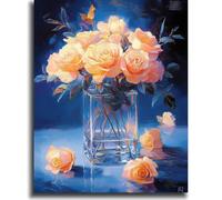 vooiceofco Peinture Numero Adulte,Peinture par Numero Adulte,Peinture Numero Enfant,DIY Peinture Acrylique pour Adultes débutants Facile sur Toile,40×50 cm sans Cadre-Roses roses