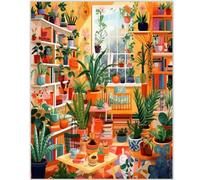 vooiceofco Peinture Numero Adulte,Peinture par Numero Adulte,Peinture Numero Enfant,DIY Peinture Acrylique pour Adultes débutants Facile sur Toile,40×50 cm sans Cadre-Plantes Salon
