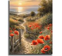 vooiceofco Peinture Numero Adulte,Peinture par Numero Adulte,Peinture Numero Enfant,DIY Peinture Acrylique pour Adultes débutants Facile sur Toile,40×50 cm sans Cadre-Chemin côtier