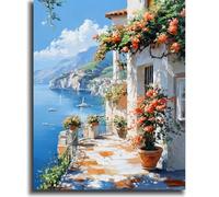 vooiceofco Peinture Numero Adulte,Peinture par Numero Adulte,Peinture Numero Enfant,DIY Peinture Acrylique pour Adultes débutants Facile sur Toile,40×50 cm sans Cadre-Bord de lac