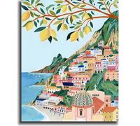 vooiceofco Peinture Numero Adulte,Peinture par Numero Adulte,Peinture Numero Enfant,DIY Peinture Acrylique pour Adultes débutants Facile sur Toile,40×50 cm sans Cadre-Paysage méditerranéen