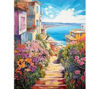 vooiceofco Peinture Numero Adulte,Peinture par Numero Adulte,Peinture Numero Enfant,DIY Peinture Acrylique pour Adultes débutants Facile sur Toile,40×50 cm sans Cadre-Chemin de bord de mer