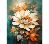 vooiceofco Peinture Numero Adulte,Peinture par Numero Adulte,Peinture Numero Enfant,DIY Peinture Acrylique pour Adultes débutants Facile sur Toile,40×50 cm sans Cadre-Pivoine blanche