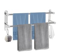 Vookkp Porte-Serviettes Mural avec 2 Crochets, Porte Serviette Salle de Bain, Porte-Serviettes Acier Inoxydable 304 Adhésif pour Salle de Bain, Cuisine (40-75cm, Double Bars)