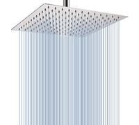 Voolan Grande Pomme de Douche au Plafond de 30cm, Pommeau de Douche Carré à Haute Pression en Acier Inoxydable pour une Douche Confortable, Installée au Mur ou Plafond (Chrome)