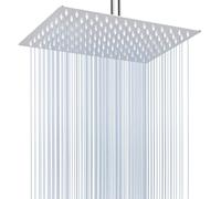 Voolan Grande Pomme de Douche au Plafond de 30cm, Pommeau de Douche Rectangle à Haute Pression en Acier Inoxydable, Couverture Intégrale du Corps, Installée au Mur ou Plafond (12 * 8'',Chrome)