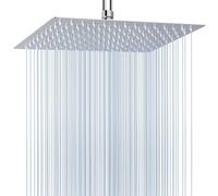 Voolan Grande Pomme de Douche au Plafond de 40.5cm, Pommeau de Douche Rectangle à Haute Pression en Acier Inoxydable, Couverture Intégrale du Corps, Installée au Mur ou Plafond (16 * 12'',Chrome)