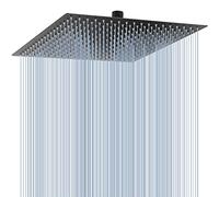 Voolan Pomme de douche à effet pluie entièrement métallique - Pommeau de douche carré à haut débit - Couverture complète du corps en cascade - Support universel au plafond ou au mur (40,6 cm, noir)