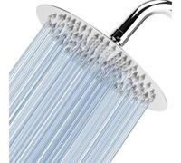 Voolan Pomme de Douche au Plafond de 20 cm - Pommeau de Douche Rond à Haute Pression en Acier Inoxydable 304 pour une Douche Confortable à Basse Pression d"Eau - Installée au Mur ou Plafond (Chrome)