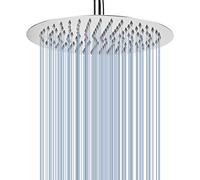 Voolan Pomme de Douche au Plafond de 25 cm - Pommeau de Douche Rond à Haute Pression en Acier Inoxydable 304 pour une Douche Confortable à Basse Pression d"Eau - Installée au Mur ou Plafond (Chrome)