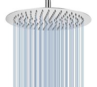 Voolan Pomme de Douche au Plafond de 30cm, Pommeau de Douche Rond à Haute Pression en Acier Inoxydable 304 pour une Douche Confortable à Basse Pression d"Eau, Installée au Mur ou Plafond (Chrome)