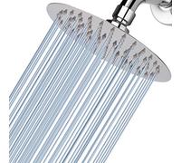 Voolan Pomme de Douche de 15cm - Pommeau de Douche Rond à Haute Pression en Acier Inoxydable 304 pour une Douche Confortable à Basse Pression d"Eau - Installée au Mur ou Plafond (Chrome)