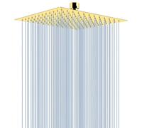 Voolan Pommeau de douche à effet pluie, pommeau de douche haute pression en acier inoxydable 304, expérience de douche détendue même à faible débit d'eau et pression (25,4 cm, doré)