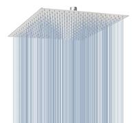 Voolan Pommeau de douche à effet pluie surdimensionné - Pommeau de douche carré à haut débit - Couverture complète du corps en cascade - Support universel au plafond ou au mur (40,6 cm, nickel brossé)
