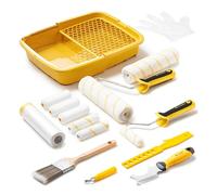 Voomey - Kit de peinture de 17 pièces, rouleaux de peinture de 22,86 cm, rouleaux de peinture de 10,16 cm et Seau de peinture de 22,9 cm avec pinceau, grille d'égouttage en plastique.