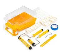 VOOMEY Kit de rouleau de peinture 12 pièces, plateau de peinture à rainures profondes, revêtement de plateau de peinture, rouleau de peinture avec cadre, kit de peinture professionnel pour peinture de