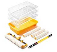 Voomey Kit de rouleau de peinture de 45,7 cm, plateau de rouleau de peinture avec doublure, rouleau de peinture en microfibre de 30,5 cm et 45,7 cm, rallonge de peinture, convient pour les murs