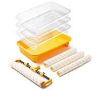 Voomey Kit de rouleau de peinture de 45,7 cm, rouleau de peinture de 45,7 cm, plateau de 18 rouleaux de peinture avec doublure, rouleau de peinture en microfibre, kit de peinture pour la maison