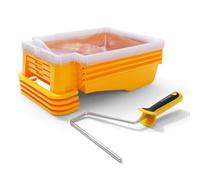 VOOMEY Lot de 17 pièces de peinture, 4 bacs à peinture à pied avec cadre de rouleau de 22,7 cm, 12 plateaux de peinture pour peinture murale, bac à peinture, rouleau de peinture, accessoires de