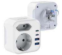 Voomy Adaptateur Voyage Type B - Travel Adapter USA avec 2 USB-C et 2 USB-A, Pliable, fabriqué en matériaux ignifuges 3750 W, pour Amérique, Canada, Mexique et Japon (Y723)