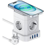 VOOMY Cube S6 Draadloze Chargeur multiprise pour iPhone, iPad, MacBook Pro et Samsung Galaxy, Blanc