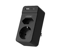 VOOMY Multiprise Murale, 4 en 1 USB, 2 Prises 1 Port USB-C et 1 Port USB-A, Prise Multiple 4000W, Triplette Electrique pour la Maison le Bureau les Voyages, Noir