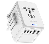 VOOMY Prise de voyage pour plus de 170 pays avec 3 USB-C et 2 USB-A blanc