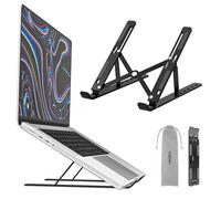 Voomy Support Ordinateur Portable, Support PC Portable à 6 Niveaux Réglables, Rehausseur Ordinateur Portable, Compatible avec Tous Les Ordinateurs Portables et Tablettes de 9 à 16", Noir
