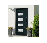 vidaXL Porte d'Entrée Porte d'Extérieur Sécurité Maison Jeu de Poignées Jeu de Clés Ruban Adhésif Anthracite Aluminium et PVC 100x200 cm