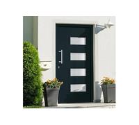 Voordeur 100x210 cm aluminium en PVC antraciet3056828