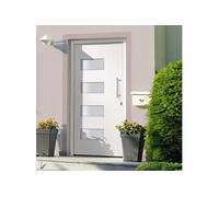 Voordeur 110x210 cm aluminium en PVC wit3056820